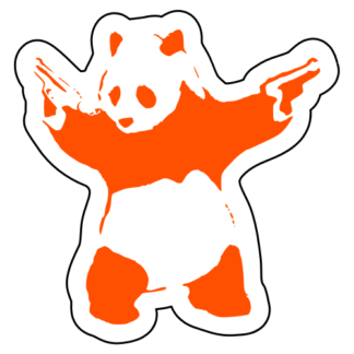 Guns Out Panda Sticker (Orange)